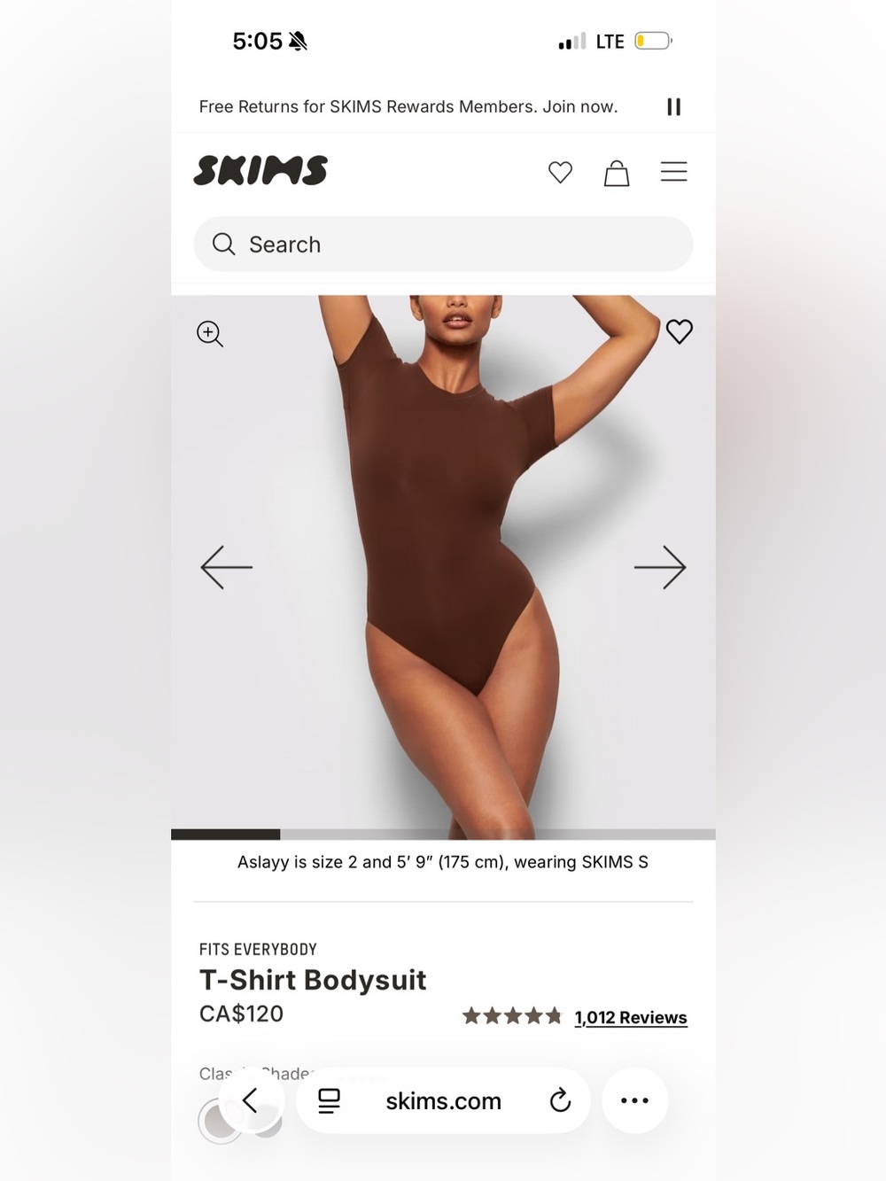 Skims tshirt bodysuit